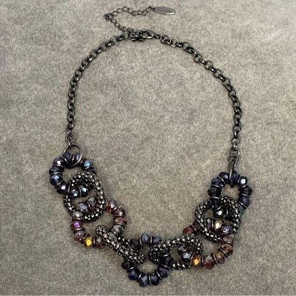NYGARD Purple pink dark chrome beaded link necklace - Picture 8 of 8